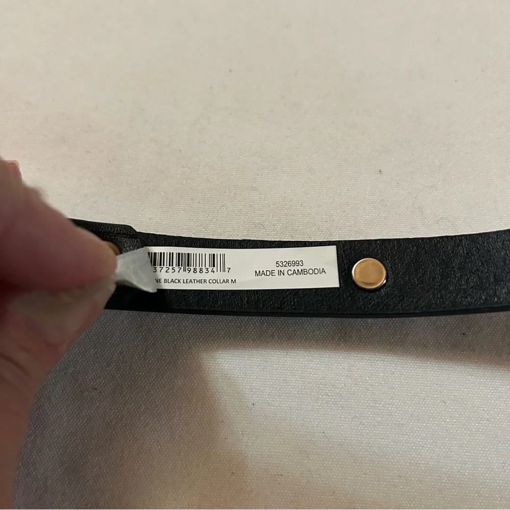 Medium Bone Black Leather Collar - Picture 6 of 6